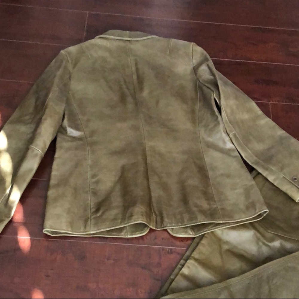 🔵 Vintage NWOT Olive Leather Blazer - Picture 2 of 4